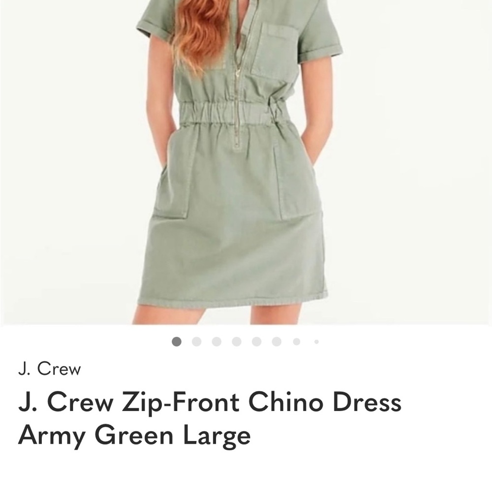J. Crew Zip-Front Chino Dress Army Green Large